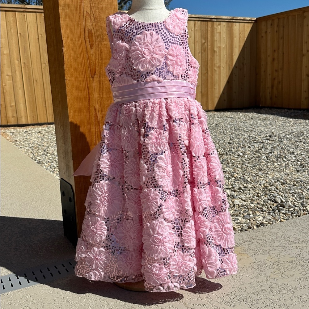 American Princess Pink Sequin Floral Dress - Picture 5 of 7